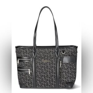 Fiorelli Black Patterned Tote with Exterior Pockets